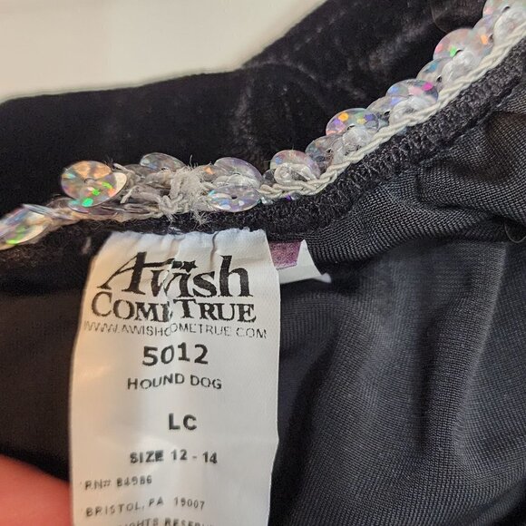 A wish come True girl size 12-14 Large  dance leotard black velvet sequin - Picture 5 of 5